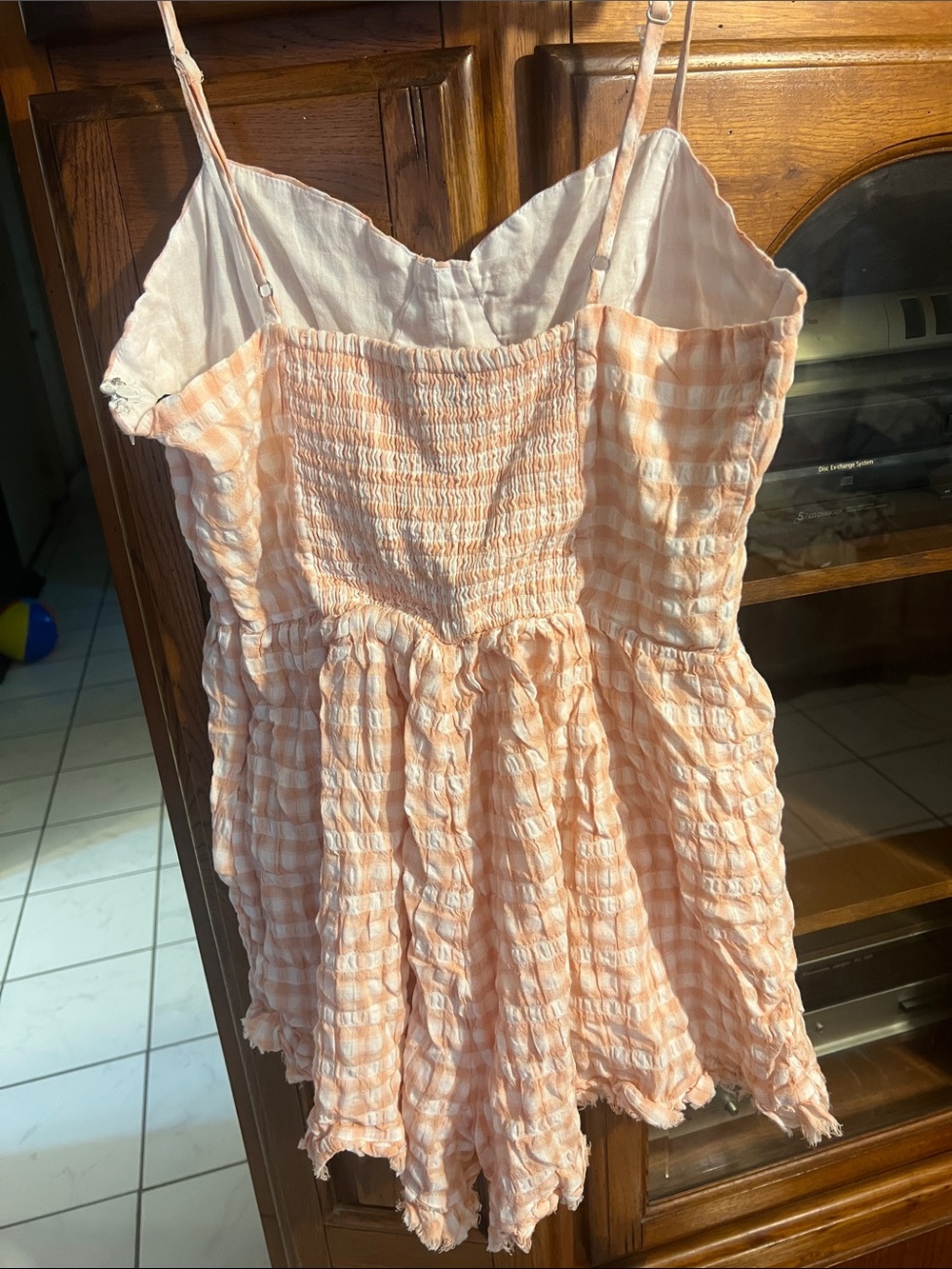 Forever 21 Peach Gingham Textured Romper - Picture 8 of 13